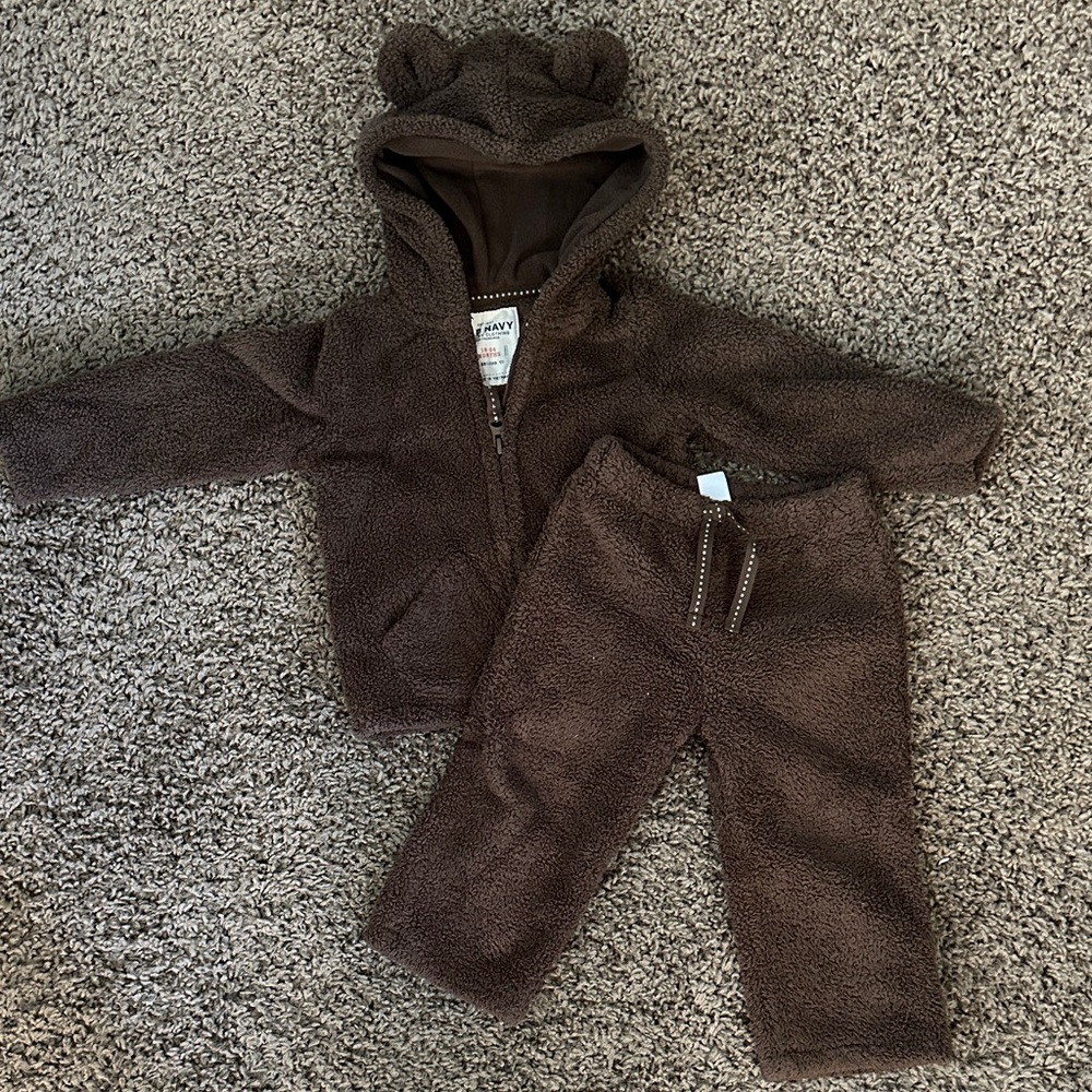 Old Navy Brown Fleece Baby Outfit with Bear Ears